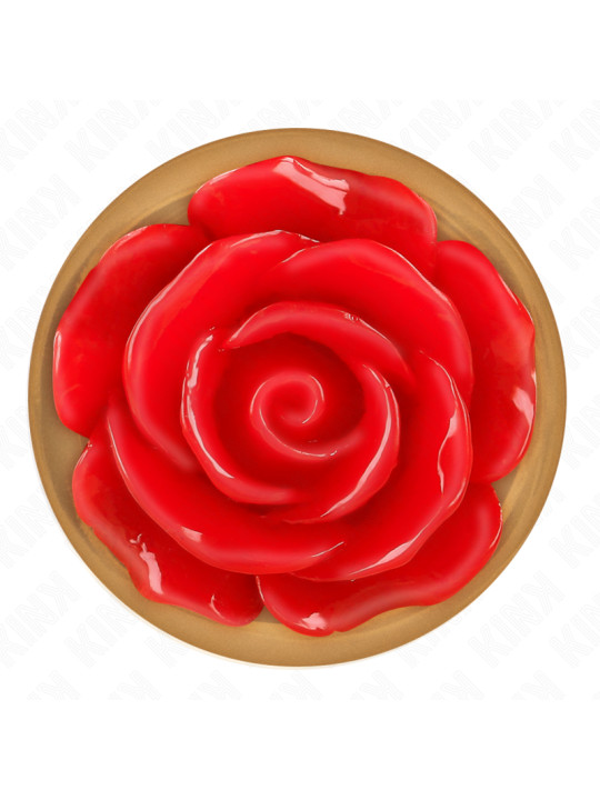 PLUG ANAL METÁLICO ROSA CON ROSA ROJA - KINK DE LA MARCA KINK PLEASURE PLUGS