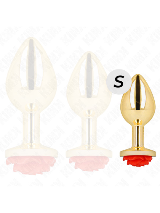 PLUG ANAL METÁLICO CON ROSA ROJA - TALLA S DE LA MARCA KINK PLEASURE PLUGS