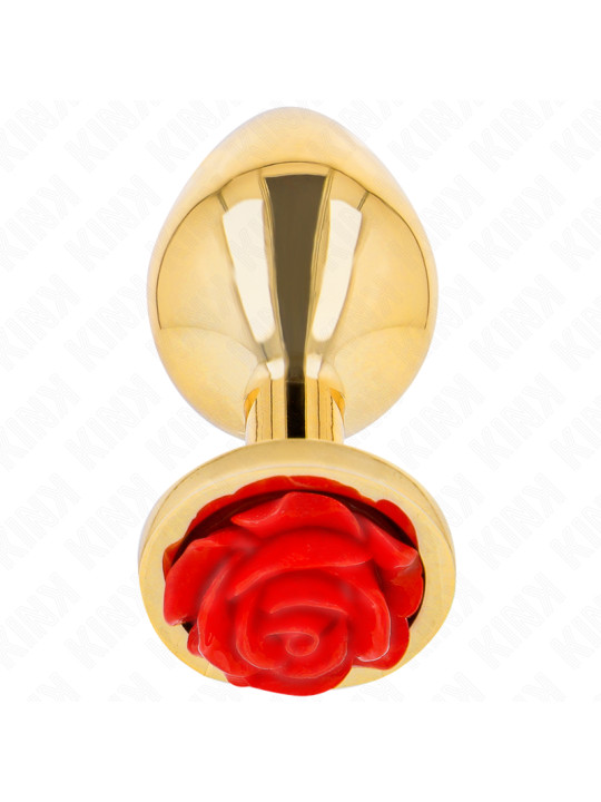 PLUG ANAL METÁLICO CON ROSA ROJA - TALLA S DE LA MARCA KINK PLEASURE PLUGS