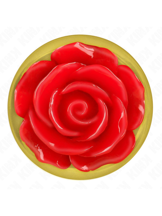 PLUG ANAL METÁLICO CON ROSA ROJA - TALLA S DE LA MARCA KINK PLEASURE PLUGS