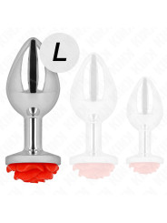 PLUG ANAL METÁLICO CON ROSA ROJA - TALLA L DE LA MARCA KINK PLEASURE PLUGS