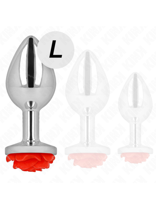 PLUG ANAL METÁLICO CON ROSA ROJA - TALLA L DE LA MARCA KINK PLEASURE PLUGS