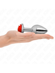 PLUG ANAL METÁLICO CON ROSA ROJA - TALLA L DE LA MARCA KINK PLEASURE PLUGS