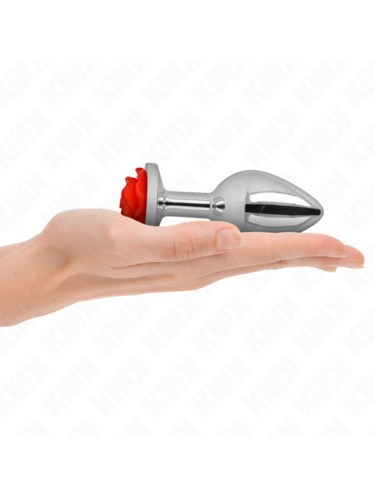 PLUG ANAL METÁLICO CON ROSA ROJA - TALLA L DE LA MARCA KINK PLEASURE PLUGS
