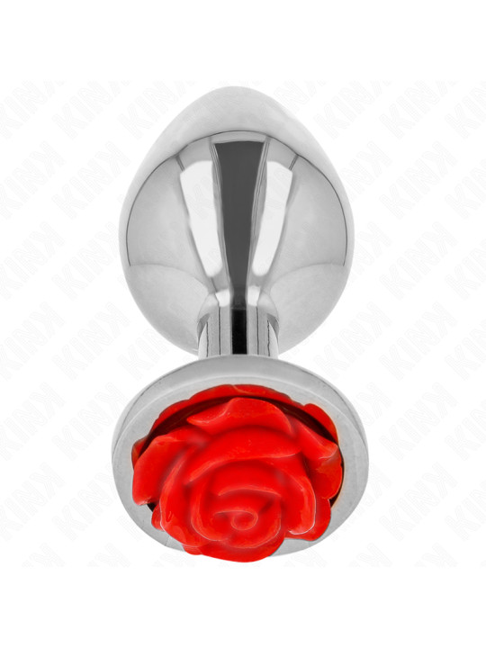 PLUG ANAL METÁLICO CON ROSA ROJA - TALLA M DE LA MARCA KINK PLEASURE PLUGS