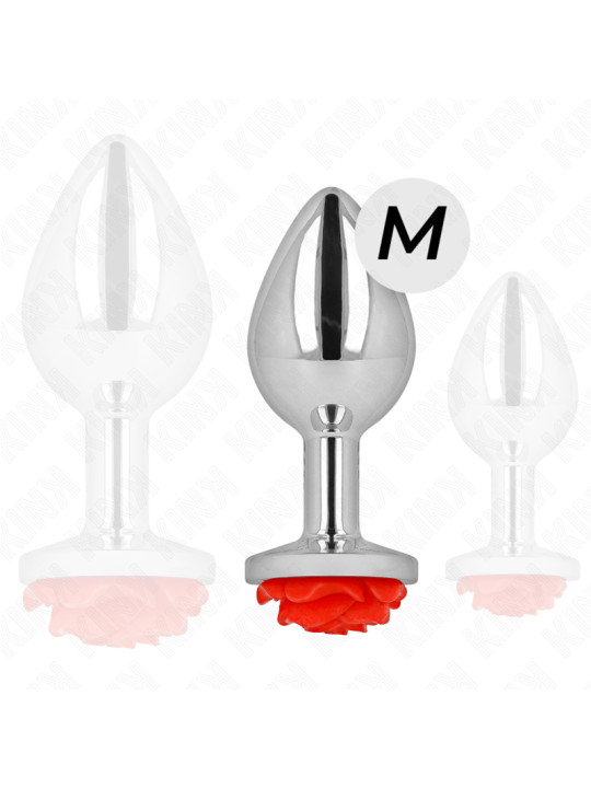 PLUG ANAL METÁLICO CON ROSA ROJA - TALLA M DE LA MARCA KINK PLEASURE PLUGS