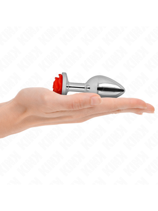 PLUG ANAL METÁLICO CON ROSA ROJA - TALLA M DE LA MARCA KINK PLEASURE PLUGS