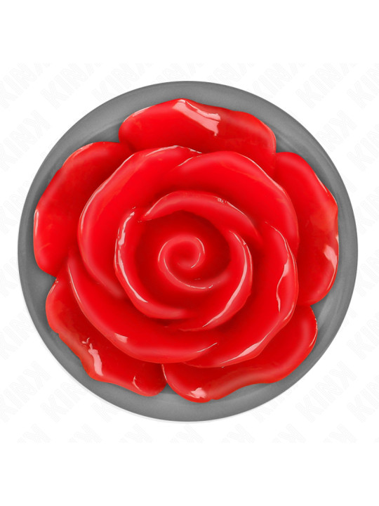 PLUG ANAL METÁLICO CON ROSA ROJA - TALLA M DE LA MARCA KINK PLEASURE PLUGS