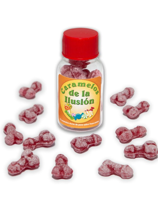 CARAMELOS PICANTES FORMA PENE SABOR FRESA Y CEREZA DE LA MARCA DIABLO PICANTE