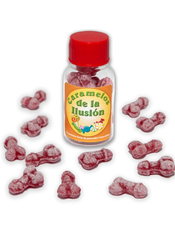 CARAMELOS PICANTES FORMA PENE SABOR FRESA Y CEREZA DE LA MARCA DIABLO PICANTE