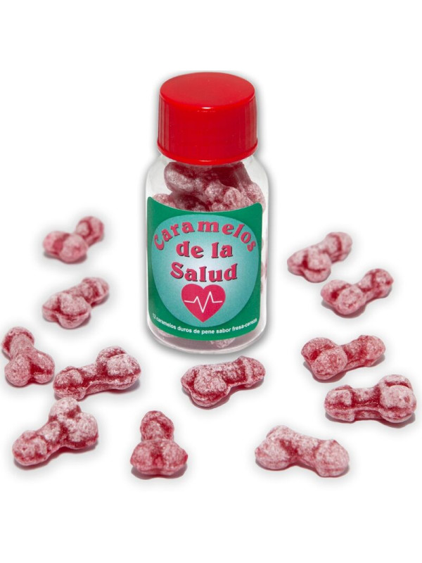 CARAMELOS PICANTES FORMA PENE SABOR FRESA Y CEREZA DE LA MARCA DIABLO PICANTE