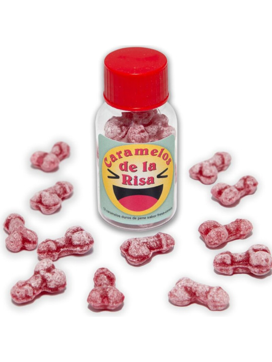 CARAMELOS DE LA RISA FORMA PENE SABOR FRESA Y CEREZA DE LA MARCA DIABLO PICANTE