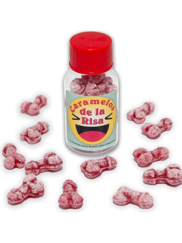 CARAMELOS DE LA RISA FORMA PENE SABOR FRESA Y CEREZA DE LA MARCA DIABLO PICANTE