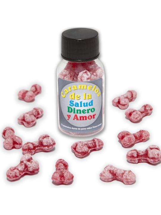 CARAMELOS PICANTES FORMA PENE SABOR FRESA Y CEREZA DE LA MARCA DIABLO PICANTE