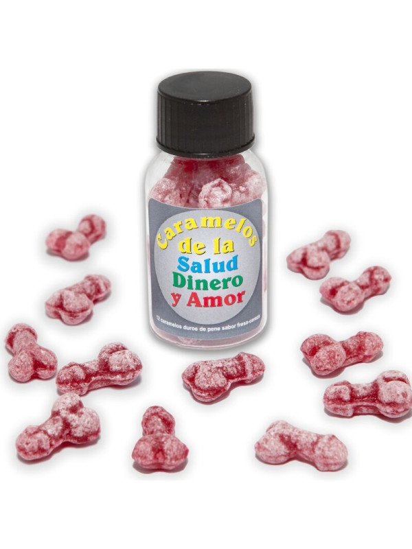 CARAMELOS PICANTES FORMA PENE SABOR FRESA Y CEREZA DE LA MARCA DIABLO PICANTE
