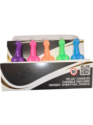 VELAS FORMA PENE 5 UNIDADES COLORES VARIADOS DE LA MARCA DIABLO PICANTE