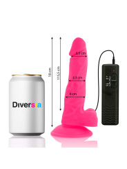 DILDO VIBRADOR FLEXIBLE ROSA 18 CM CON VENTOSA Y CONTROL REMOTO DE LA MARCA DIVERSIA