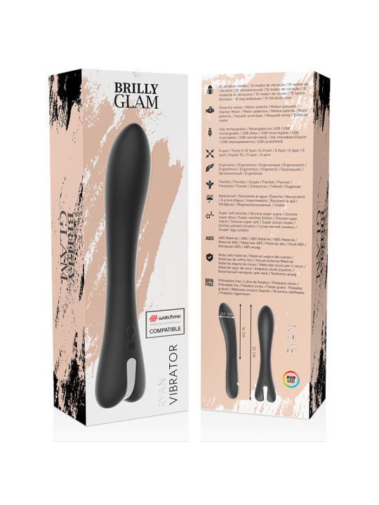 VIBRADOR RYAN SILICONA 10 MODOS WATCHME COMPATIBLE DE LA MARCA BRILLY GLAM