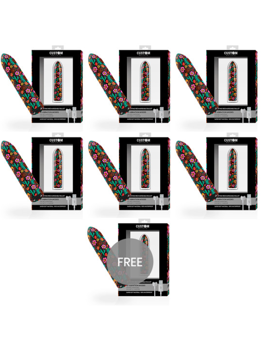 BALA VIBRADORA RECARGABLE 10 MODOS SKULL - PACK 6+1 DE LA MARCA CUSTOM BULLETS