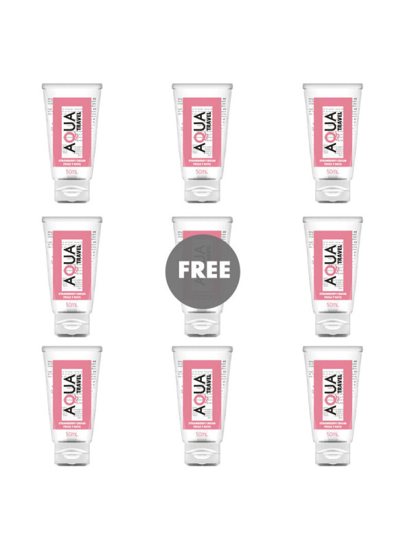 AQUA TRAVEL - LUBRICANTE BASE AGUA SABOR FRESA Y NATA 50 ML DE LA MARCA AQUA TRAVEL