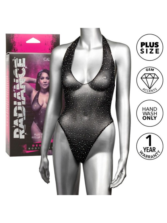BODY SEXY EN V PROFUNDO CON PEDRERÍA TALLA GRANDE DE LA MARCA CALEXOTICS