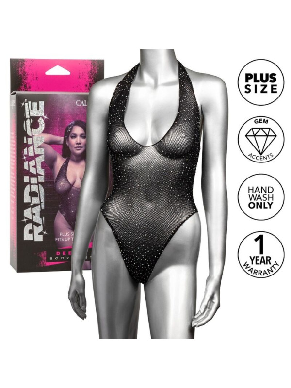 BODY SEXY EN V PROFUNDO CON PEDRERÍA TALLA GRANDE DE LA MARCA CALEXOTICS