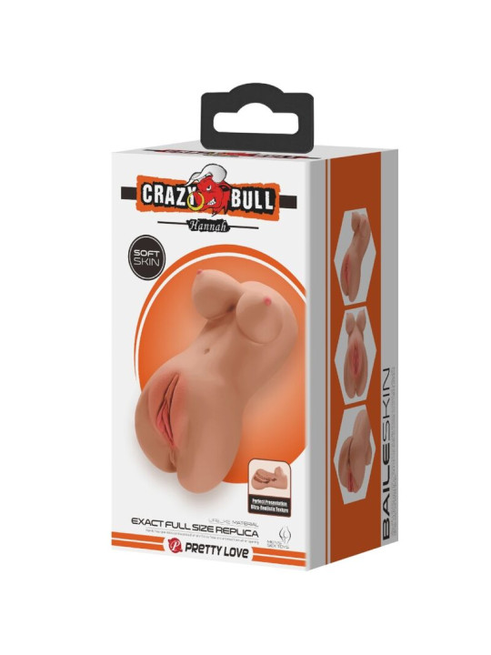 MASTURBADOR DOBLE VAGINA Y ANO REALISTA CRAZY BULL HANNAH DE LA MARCA CRAZY BULL