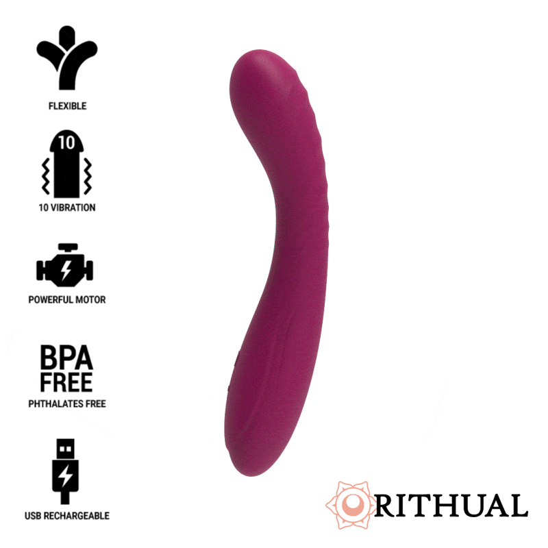 VIBRADOR PUNTO G RECARGABLE SILICONA MÉDICA 10 MODOS DE LA MARCA RITHUAL