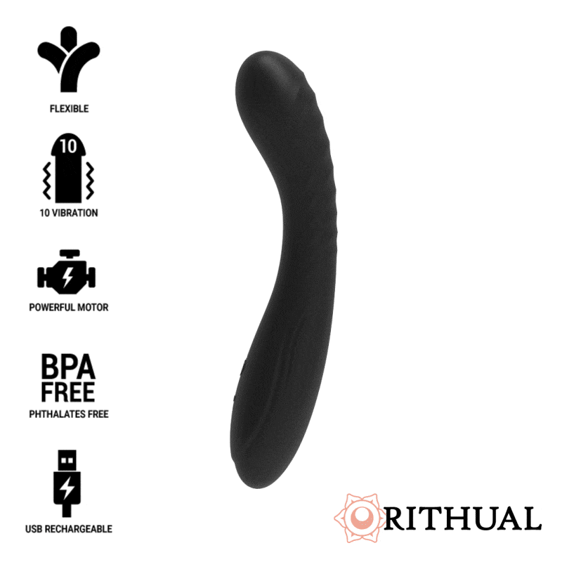 VIBRADOR PUNTO G RECARGABLE SILICONA MÉDICA 10 MODOS DE LA MARCA RITHUAL