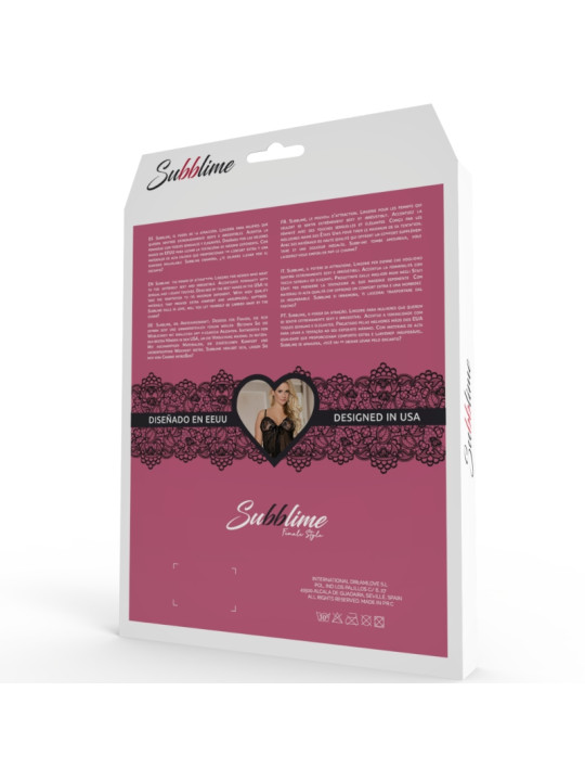 SET LENCERÍA SEXY SUBBLIME TOP Y PANTIES NEGRO S/M DE LA MARCA SUBBLIME SETS