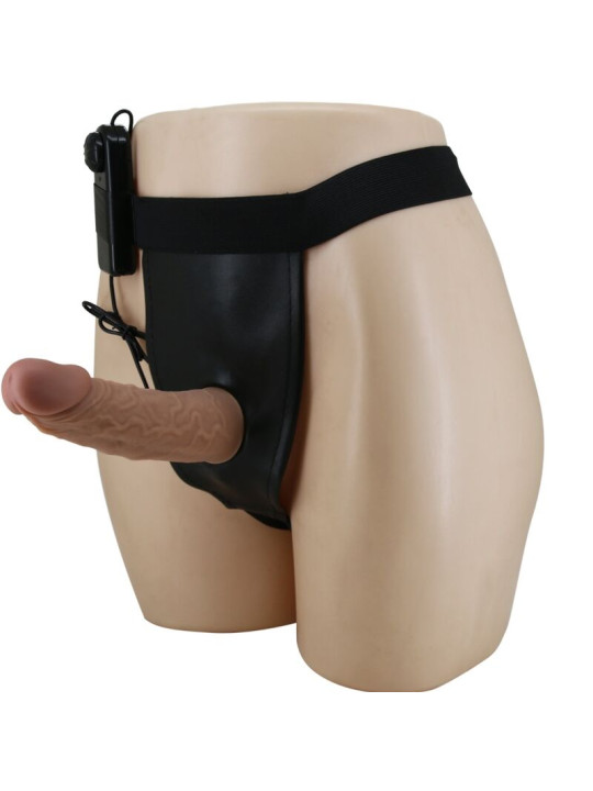 ARNÉS VIBRADOR CON DILDO DE SILICONA AJUSTABLE DE LA MARCA PRETTY LOVE