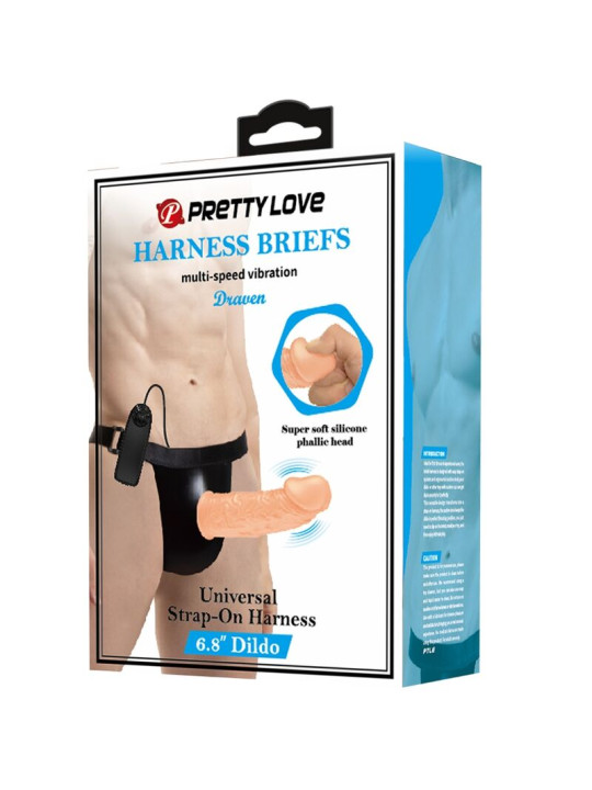 ARNÉS VIBRADOR CON DILDO DE SILICONA AJUSTABLE DE LA MARCA PRETTY LOVE