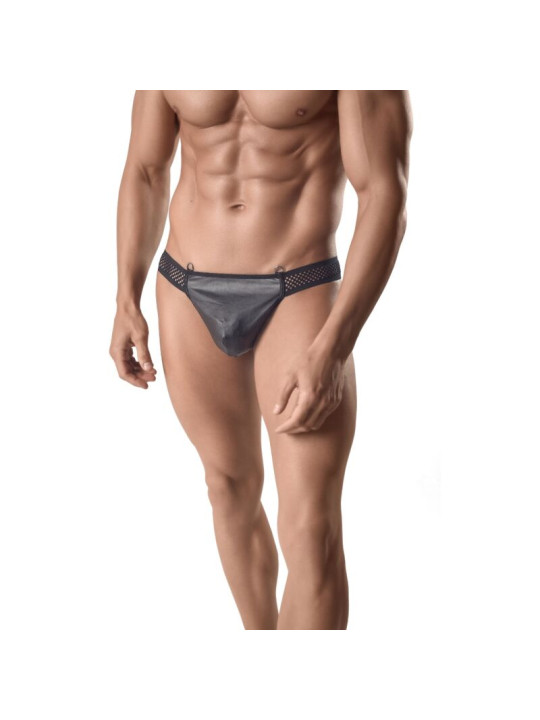 TANGA HOMBRE CUERO Y RED NEGRO ARES DE LA MARCA ANAIS MEN SLIP & THONG