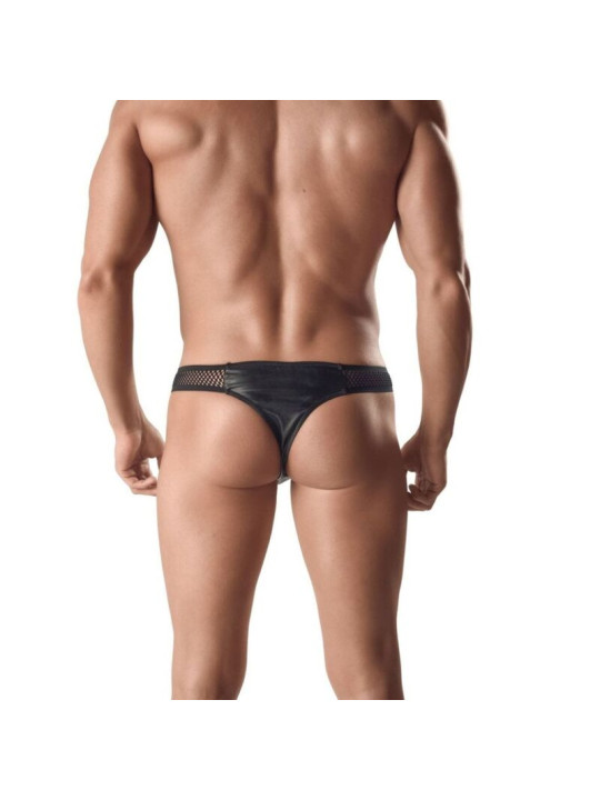 TANGA HOMBRE CUERO Y RED NEGRO ARES DE LA MARCA ANAIS MEN SLIP & THONG