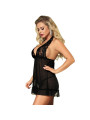 BABYDOLL NEGRO FLORAL TRANSPARENTE CON TANGA L/XL DE LA MARCA SUBBLIME BABYDOLLS