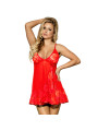 BABYDOLL ENCAJE ROJO FLORAL CON TANGA S/M DE LA MARCA SUBBLIME BABYDOLLS