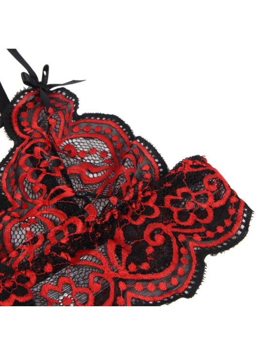 SET LENCERÍA ENCAJE ROJO Y NEGRO SUBBLIME S/M DE LA MARCA SUBBLIME SETS