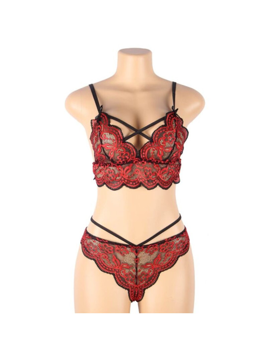 SET LENCERÍA ENCAJE ROJO Y NEGRO SUBBLIME S/M DE LA MARCA SUBBLIME SETS