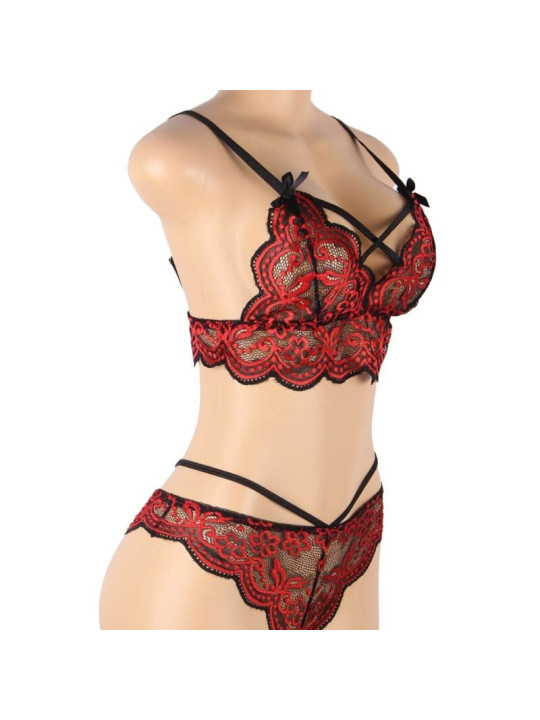 SET LENCERÍA ENCAJE ROJO Y NEGRO SUBBLIME S/M DE LA MARCA SUBBLIME SETS