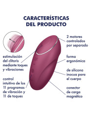 VIBRADOR LAY-ON TAP & CLIMAX 1 ROJO - 11 MODOS DE LA MARCA SATISFYER LAYONS