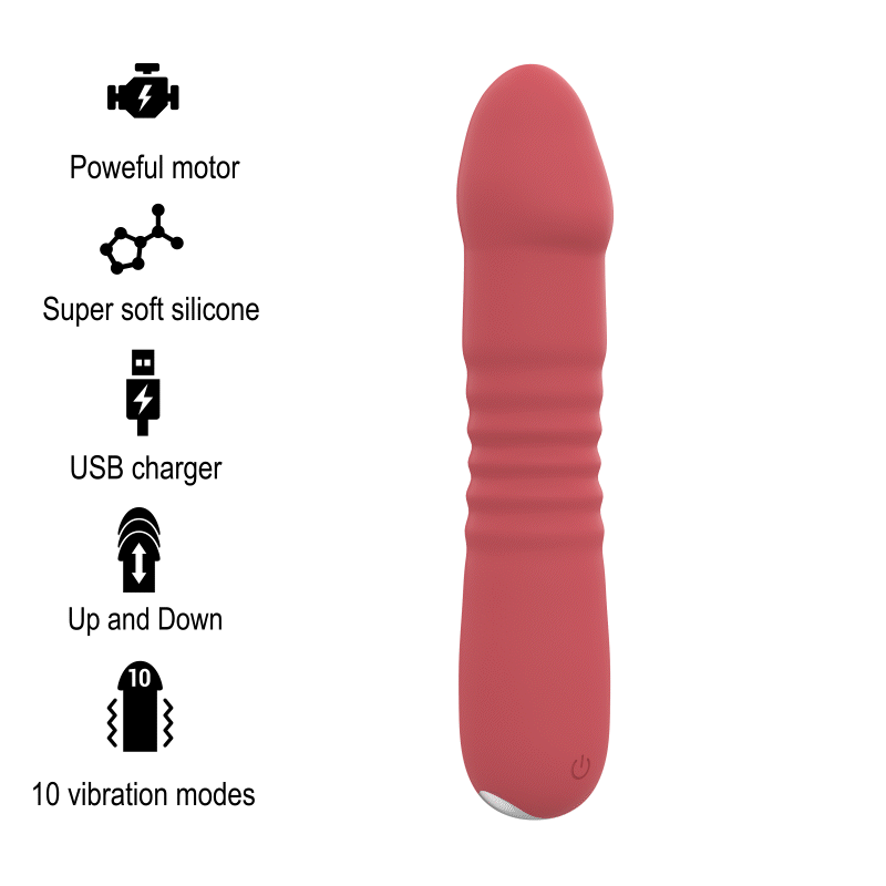 VIBRADOR JUNI UP & DOWN 10 MODOS SILICONA ROJO DE LA MARCA INTENSE FUN