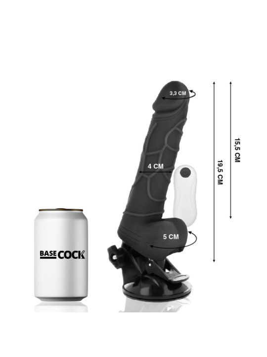 VIBRADOR REALISTA CONTROL REMOTO 19.5 CM CON TESTÍCULOS DE LA MARCA BASECOCK
