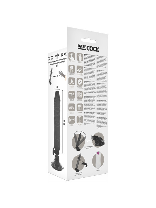 VIBRADOR REALISTA 20 CM CON CONTROL REMOTO Y BASE SUCCIÓN DE LA MARCA BASECOCK