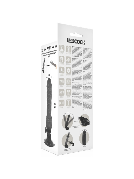 VIBRADOR REALISTA CONTROL REMOTO 19.5 CM TPE SEGURO DE LA MARCA BASECOCK
