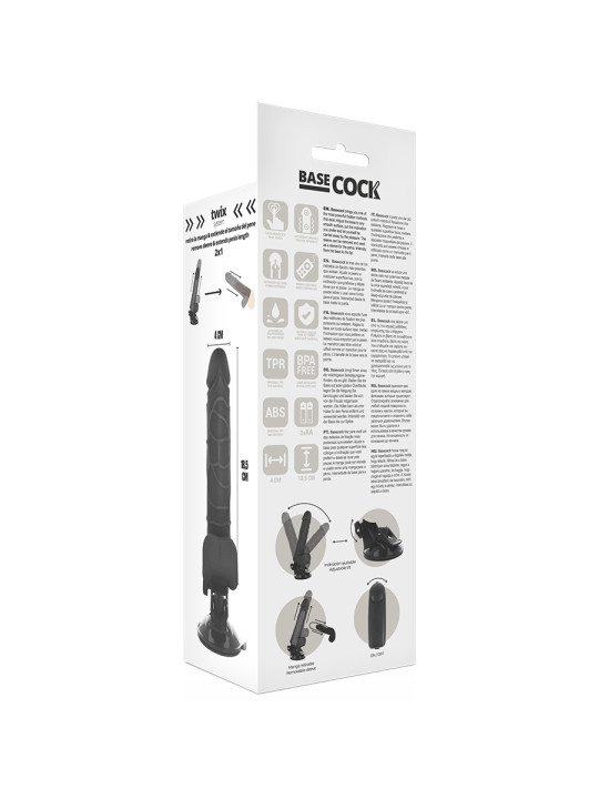 VIBRADOR REALISTA CONTROL REMOTO TPE 18.5 CM BASE SUCCIÓN DE LA MARCA BASECOCK