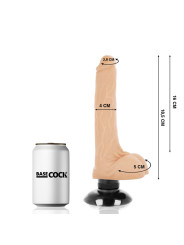 VIBRADOR REALISTA 2 EN 1 CON BASE DE VENTOSA 18.5 CM DE LA MARCA BASECOCK
