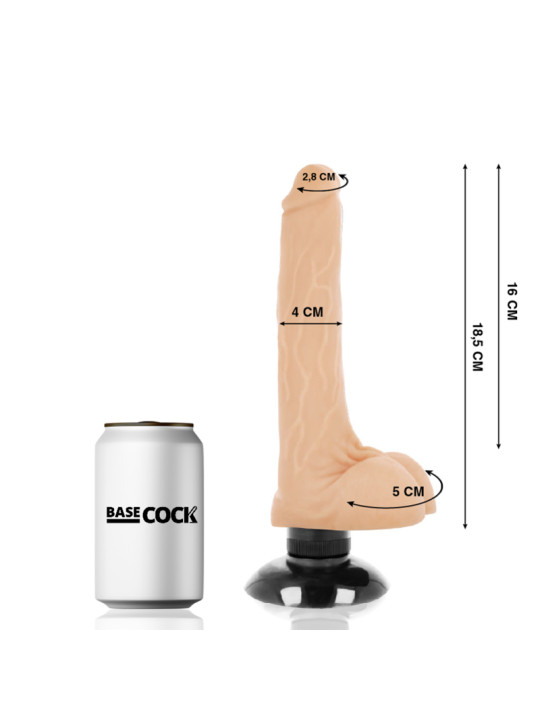 VIBRADOR REALISTA 2 EN 1 CON BASE DE VENTOSA 18.5 CM DE LA MARCA BASECOCK