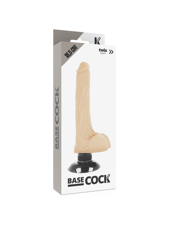 VIBRADOR REALISTA 2 EN 1 CON BASE DE VENTOSA 18.5 CM DE LA MARCA BASECOCK