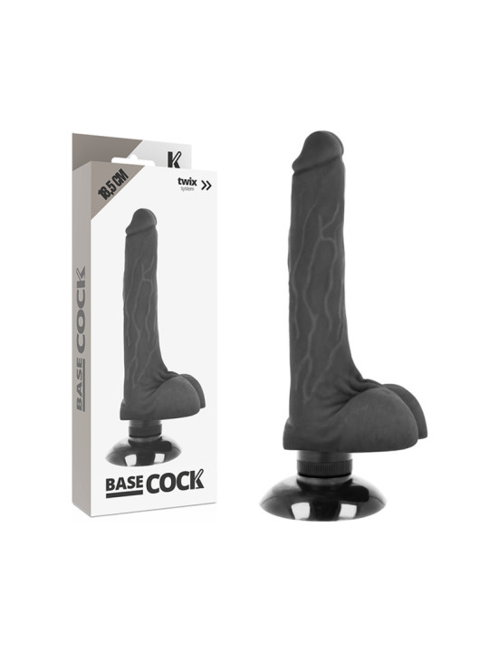 VIBRADOR REALISTA 2 EN 1 CON BASE DE VENTOSA 18.5 CM DE LA MARCA BASECOCK