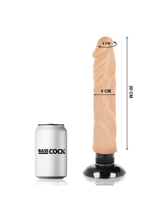 VIBRADOR REALISTA 2 EN 1 20 CM TPE SEGURO Y FLEXIBLE DE LA MARCA BASECOCK
